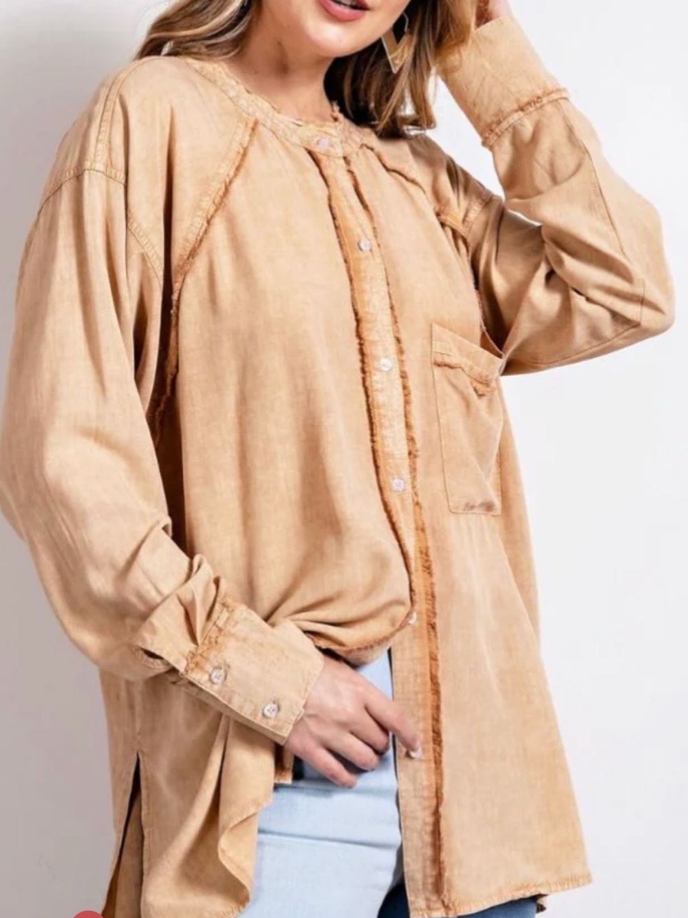 Easel Los Angeles Urma button down tunic top. - Picture 9 of 10